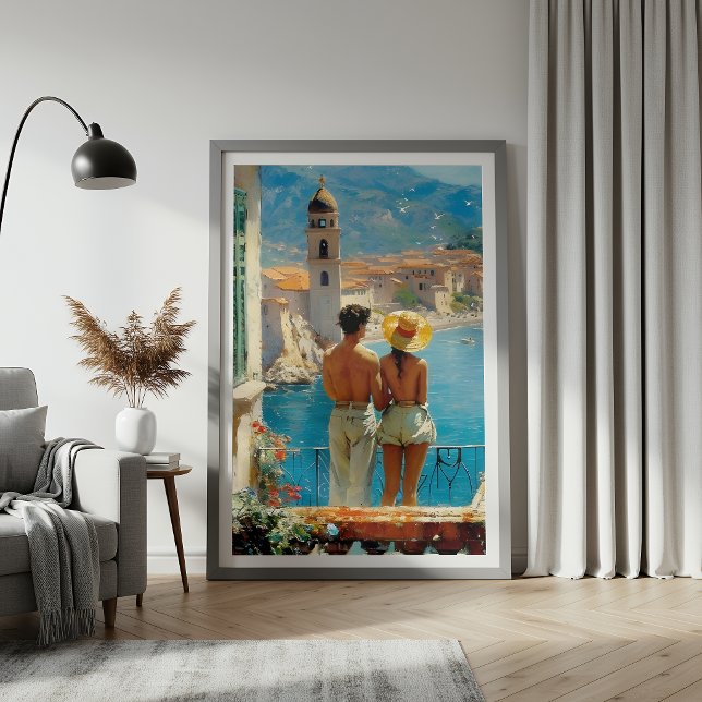 Mediterranean Coast Couple Vintage Poster (Skapare uppladdad)