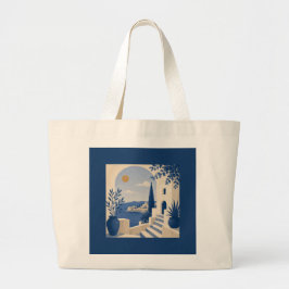 Mediterranean Coast Villa Scene Elegant Tote Bag Jumbo Tygkasse