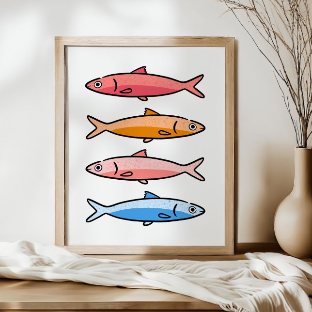 Mediterranean Coastal Sardine Illustration Art Poster (Skapare uppladdad)