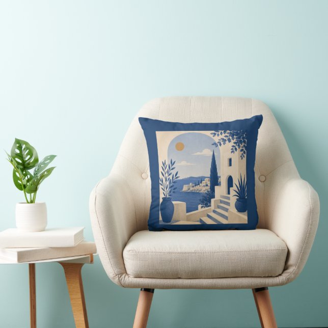 Mediterranean Coastal Villa Arch Cushion Kudde (Stol)