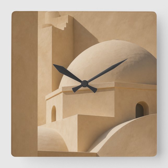 Mediterranean Dome Wall Clock, Minimalist Neutral  Fyrkantig Klocka (Framsida)