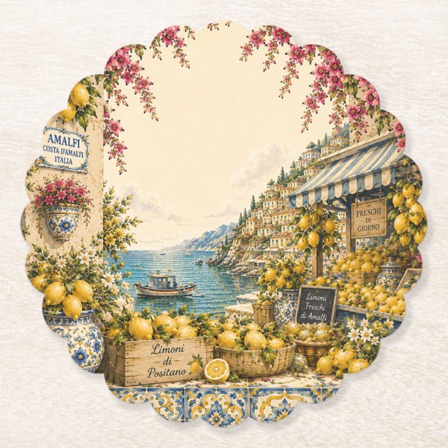 Mediterranean Escape | Citron Marknad Dekor Underlägg Papper (Framsida)