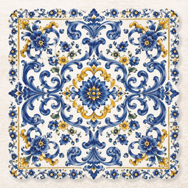 Mediterranean Escape | Italiensk Kakeldekor Underlägg Papper (Framsida)