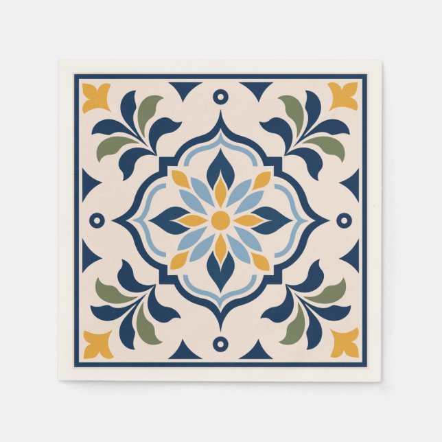 Mediterranean Floral Paper Napkin Pattern Pappersservett (Framsidan)
