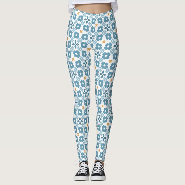 Mediterranean Floral Tile Leggings (Framsida)