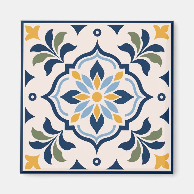 Mediterranean Floral Tile Pattern Magnet (Framsidan)