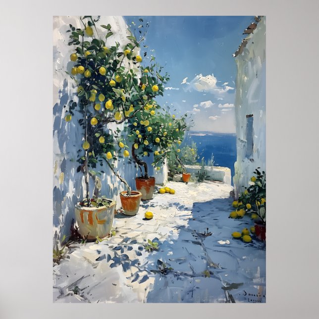 Mediterranean Impressionism with Lemons Poster (Framsidan)