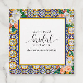 Mediterranean Italien Blå Kakel Bröllopsdusch  Gåvor Etiketter