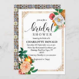 Mediterranean Italy Blue Tiles Bridal Shower  Invi Inbjudningar