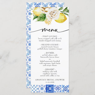 Mediterranean Italy Floral Lemon Bridal Shower Meny