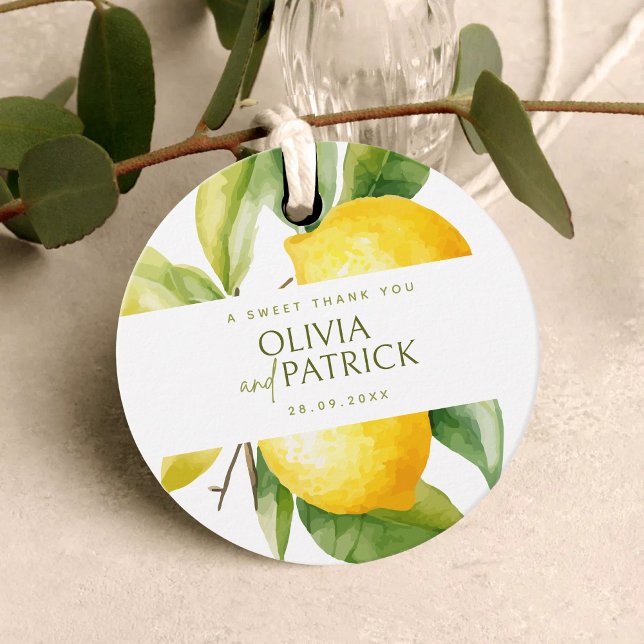 Mediterranean Italy Greece Lemon Vibrant Wedding Gåvor Etiketter (Skapare uppladdad)