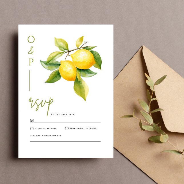 Mediterranean Italy Greece Lemon Vibrant Wedding OSA Kort (Skapare uppladdad)