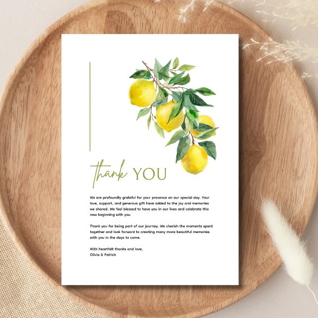 Mediterranean Italy Greece Lemon Vibrant Wedding Tack Kort (Skapare uppladdad)