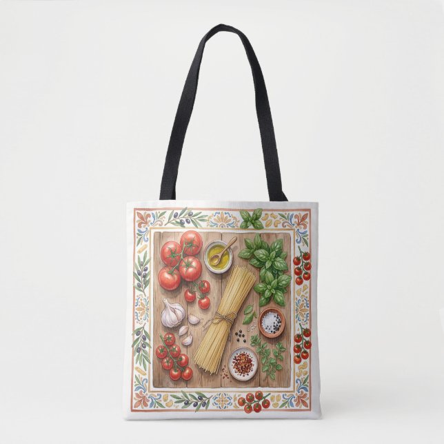 Mediterranean Kökk Italiensk Pasta Ingredienser  Tygkasse (Framsida)
