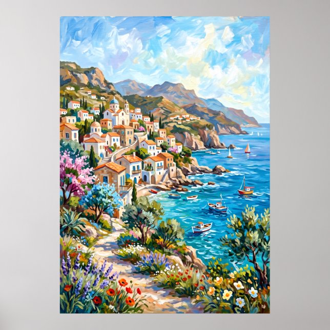 Mediterranean kustby-poster poster (Framsidan)