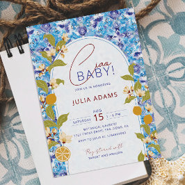 Mediterranean Lemon Amalfi Coast Baby Shower Inbjudningar