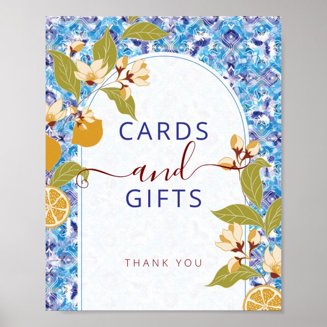 Mediterranean Lemon Amalfi Coast Baby Shower Poster (Framsidan)