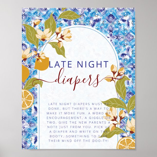 Mediterranean Lemon Amalfi Coast Baby Shower Poster (Framsidan)