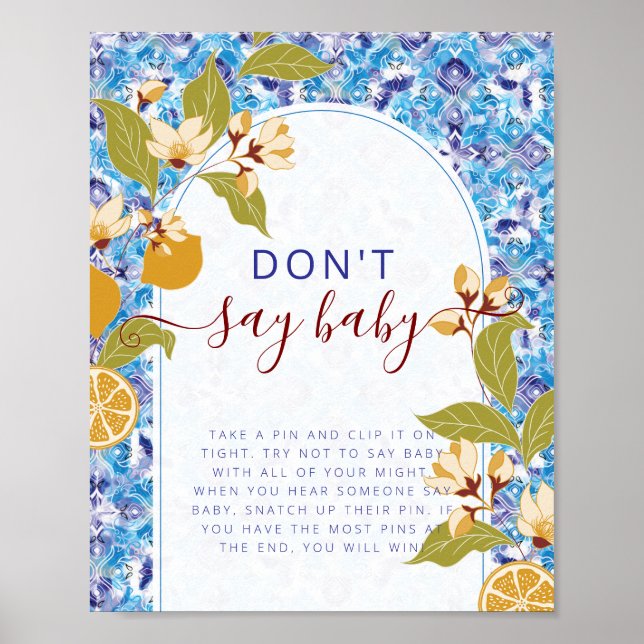 Mediterranean Lemon Amalfi Coast Baby Shower Poster (Framsidan)