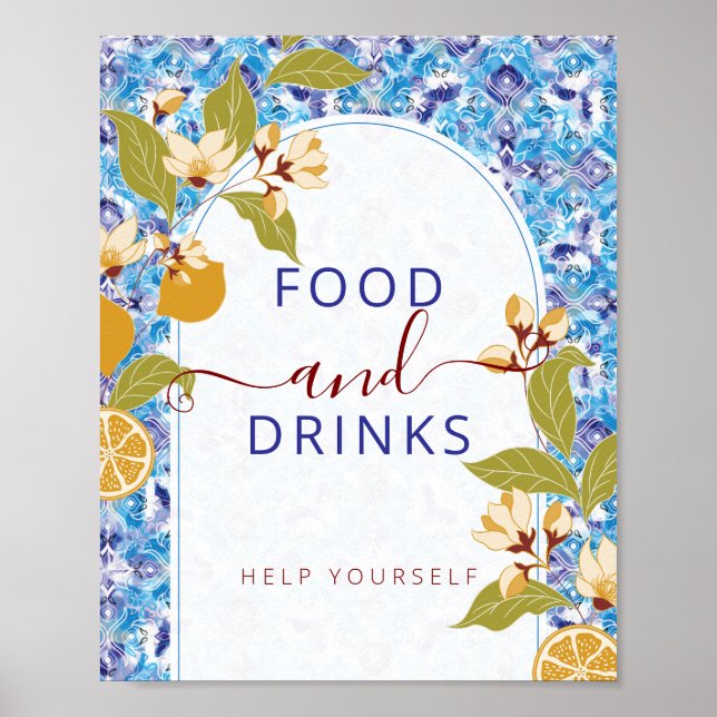 Mediterranean Lemon Amalfi Coast Baby Shower Poster (Framsidan)