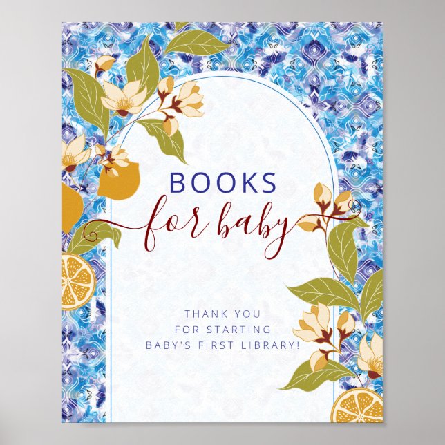 Mediterranean Lemon Amalfi Coast Baby Shower Poster (Framsidan)
