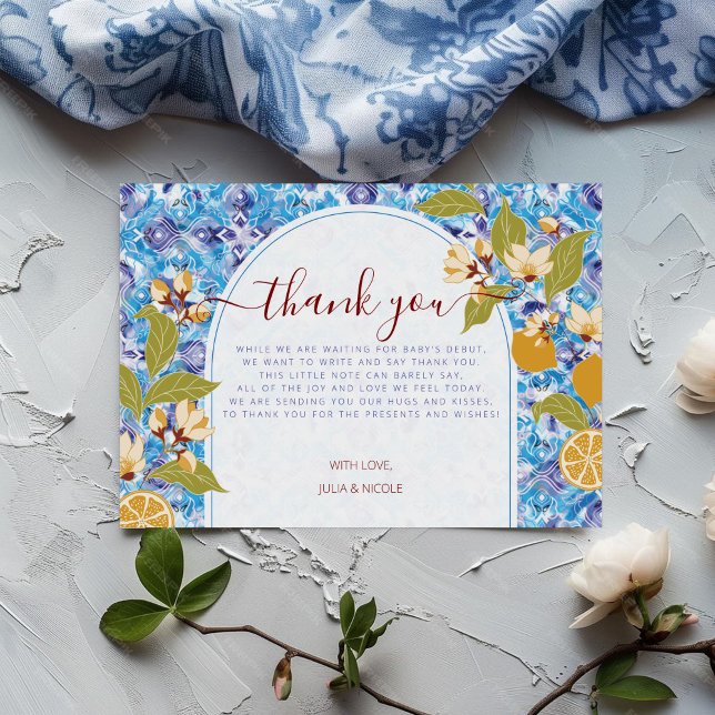 Mediterranean Lemon Amalfi Coast Baby Shower Tack Kort (Skapare uppladdad)
