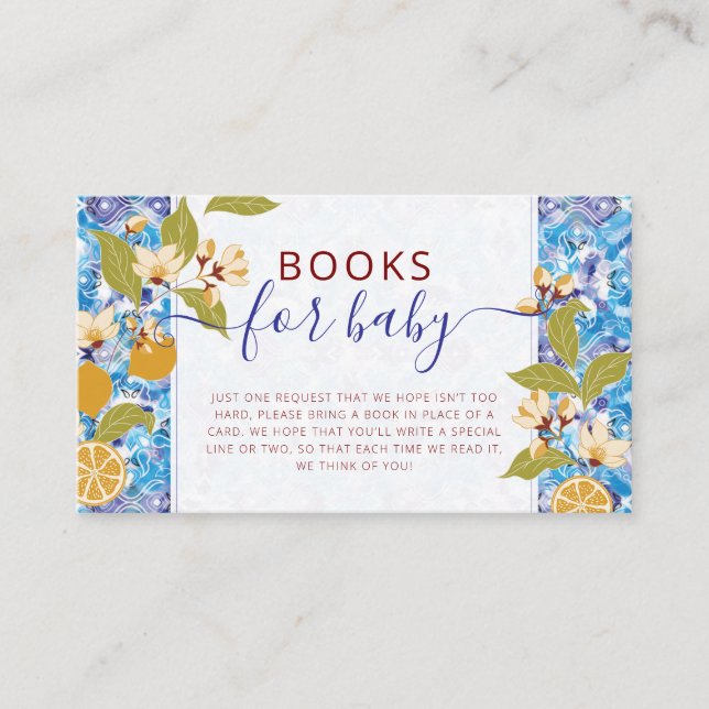 Mediterranean Lemon Amalfi Coast Baby Shower Tilläggskort (Framsida)