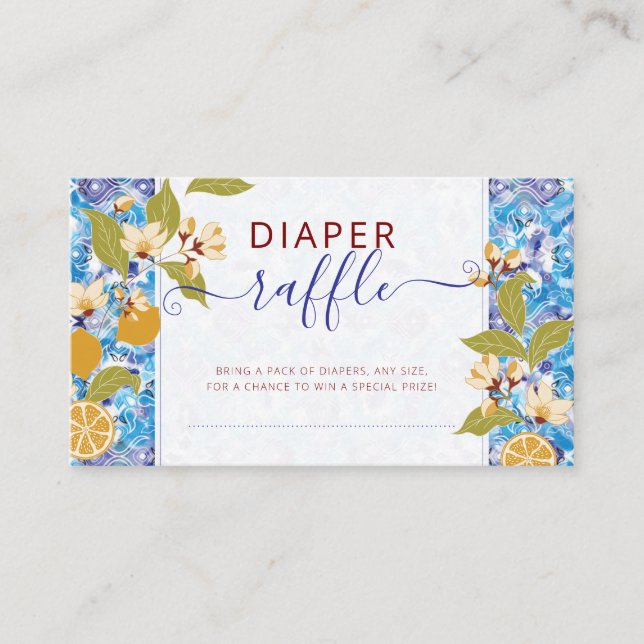 Mediterranean Lemon Amalfi Coast Baby Shower Tilläggskort (Framsida)