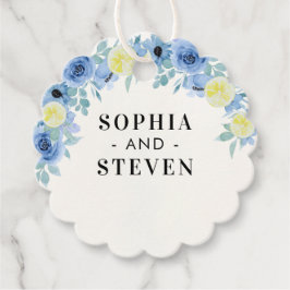Mediterranean Lemon and Blue Wedding Gåvor Etiketter