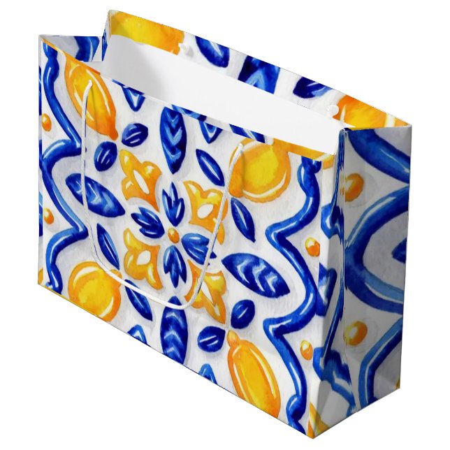 Mediterranean Lemon Blossom Ceramic Hand Painted  (Framsidan Vinklad)