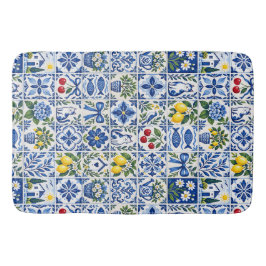 Mediterranean Lemon Blue Tile Citrus Garden Badrumsmatta