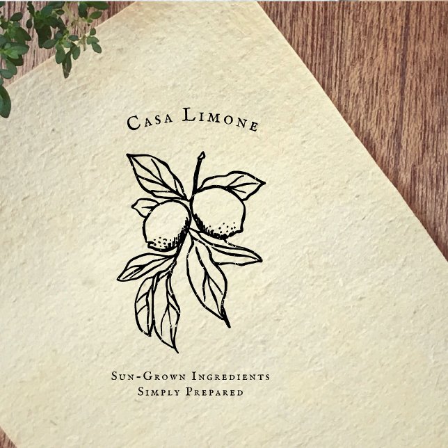 Mediterranean Lemon Botanical Kitchen Rubber Stamp Stämpel (Skapare uppladdad)