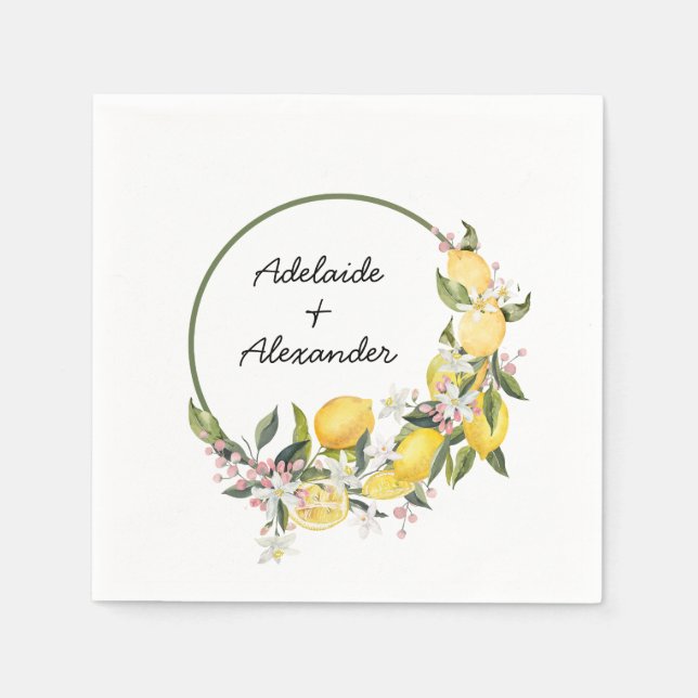 Mediterranean Lemon Citrus Wedding Collection Pappersservett (Framsidan)