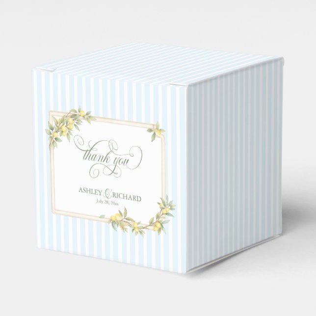 Mediterranean Lemon Coastal Stripe Wedding Presentaskar (Framsidan Sidan)