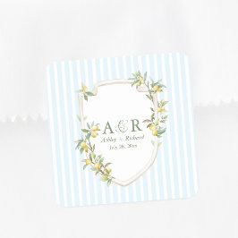 Mediterranean Lemon Coastal Wedding Square Sticker Fyrkantigt Klistermärke