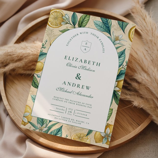 Mediterranean Lemon Garden Wedding Inbjudningar (Skapare uppladdad)