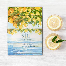 Mediterranean Lemon Grove Coastal Wedding Band För Inbjudningskort