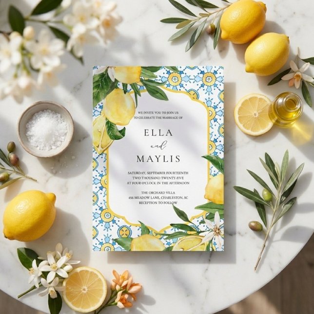 Mediterranean Lemon | Italian Amalfi Wedding Inbjudningar (Skapare uppladdad)