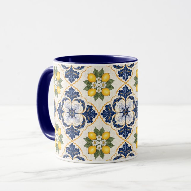 Mediterranean Lemon Tile Italian Talavera Mugg (Framsida vänster)