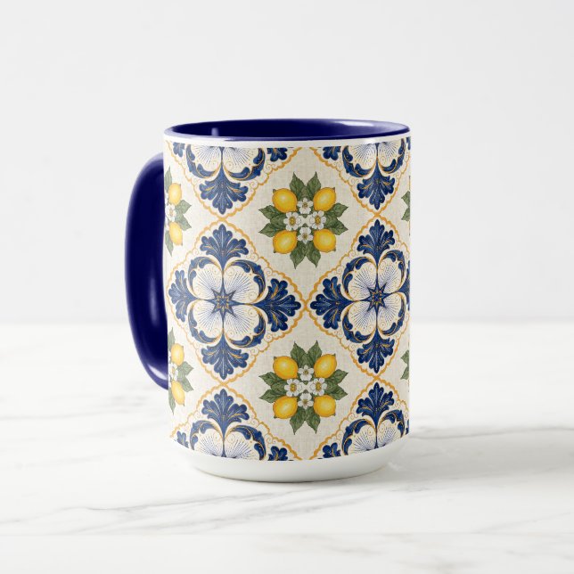 Mediterranean Lemon Tile Italian Talavera Mugg (Framsida vänster)