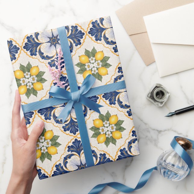 Mediterranean Lemon Tile Italian Talavera Presentpapper (Gifting)