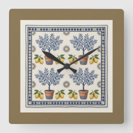 Mediterranean Lemon Tree Square Wall Clock Fyrkantig Klocka