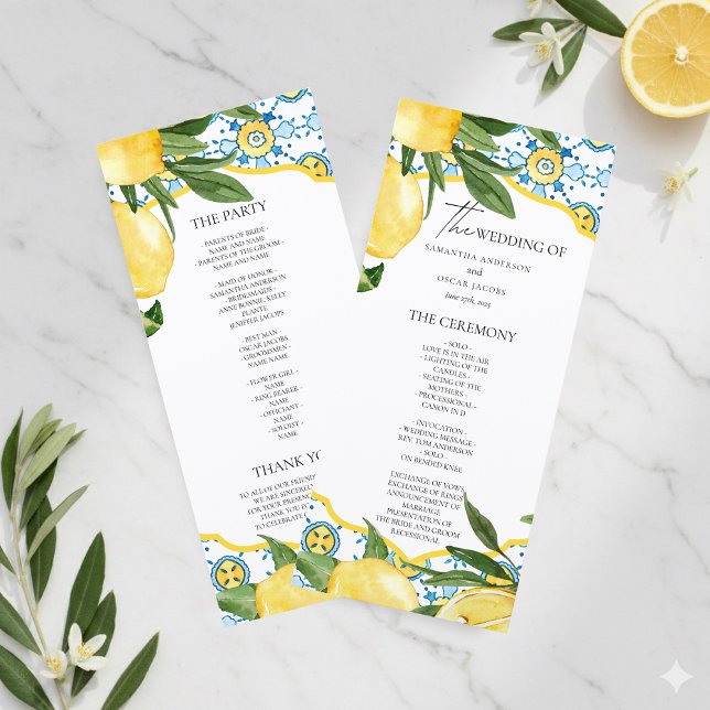 Mediterranean Lemon Wedding Ceremony Program | (Skapare uppladdad)