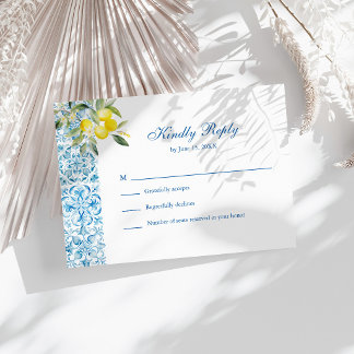 Mediterranean Lemon Wedding RSVP OSA Kort