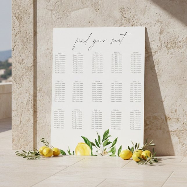 Mediterranean Lemon Wedding Seating Chart  Poster (Skapare uppladdad)