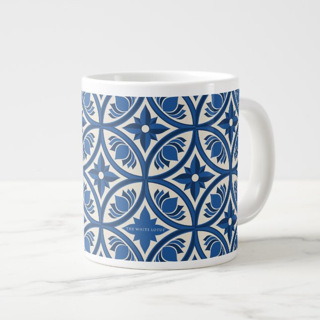 Mediterranean Lotus Tile Mönster - White Lotus Jumbo Mugg (Framsida höger)