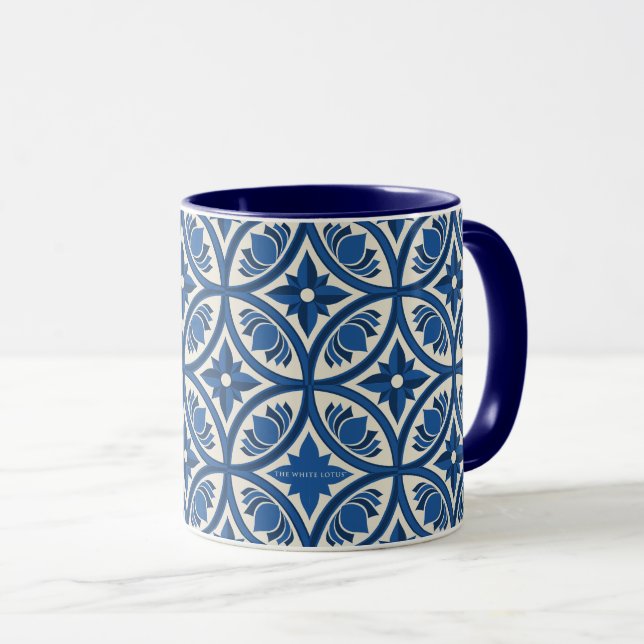 Mediterranean Lotus Tile Mönster - White Lotus Mugg (Framsida höger)