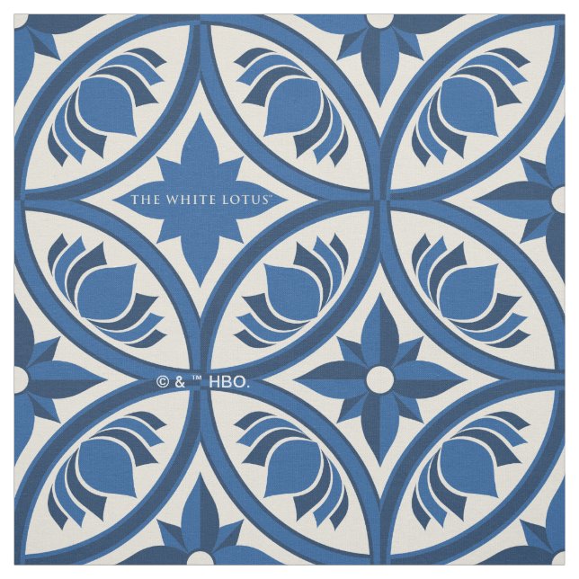 Mediterranean Lotus Tile Mönster - White Lotus Tyg (Provkarta)