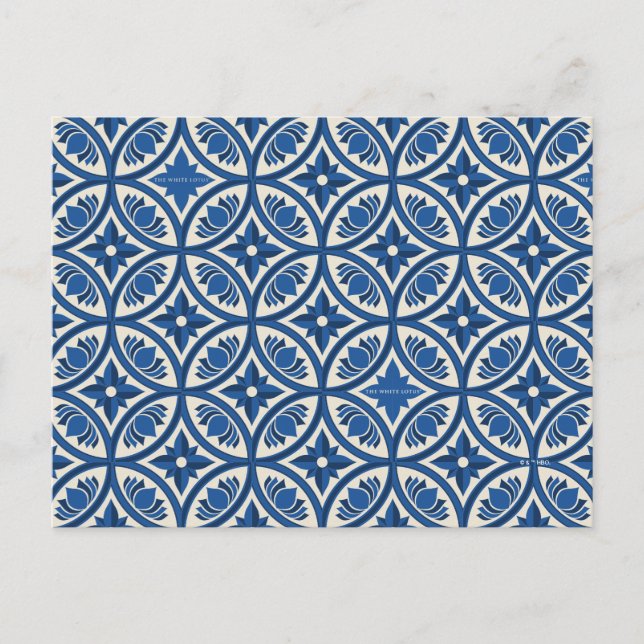 Mediterranean Lotus Tile Mönster - White Lotus Vykort (Framsida)
