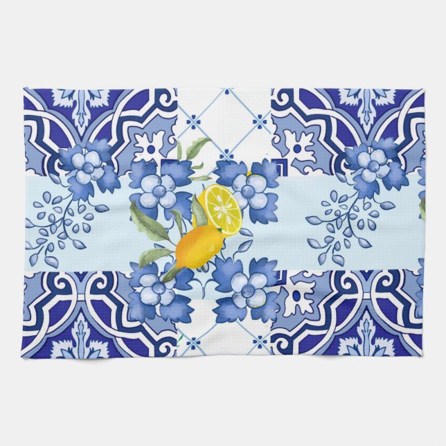 Mediterranean,majolica,tiles  Tablecloth Kökshandduk (Horisontell)